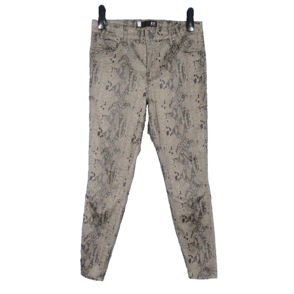 KUT FROM THE KLOTH High Rise DONNA Fab Ab ANKLE SKINNY Taupe SNAKE PRINT Jeans 8